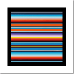 Blue serape saltillo poncho vibrant mexican blanket Posters and Art